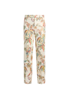 ETRO floral-print wool-gabardine trousers - Neutrals