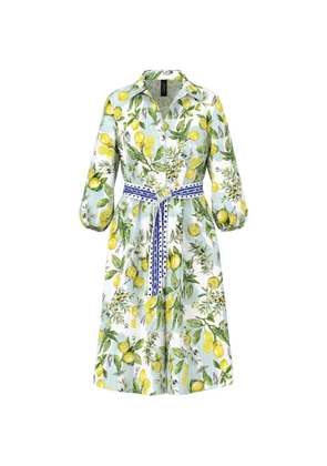 MARCCAIN lemon-print belted midi dress - White