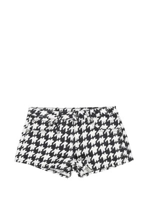 R13 Effie houndstooth-print DENIM shorts - White