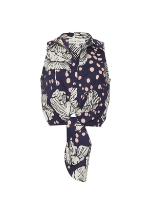 Cara Cara Highland floral-print tie-waist top - Blue