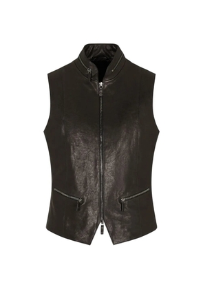 Giorgio Armani leather zip-up vest - Black
