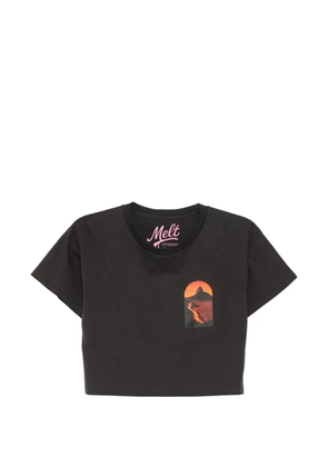 Melt graphic-print cropped T-shirt - Grey