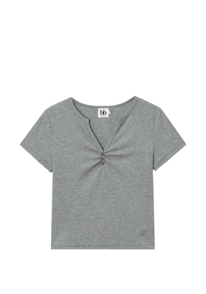b+ab ribbed-knit button-detail T-shirt - Grey