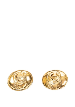 CHANEL Pre-Owned CC oval earrings - Gold
