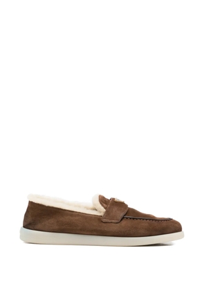 Prada Pre-Owned shearling-trim loafers - Brown