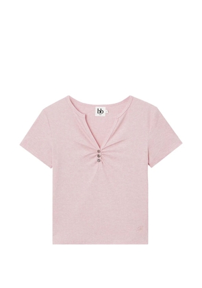 b+ab ribbed-knit ruched T-shirt - Pink