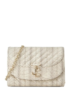 Jimmy Choo Curve snake-effect clutch bag - Neutrals