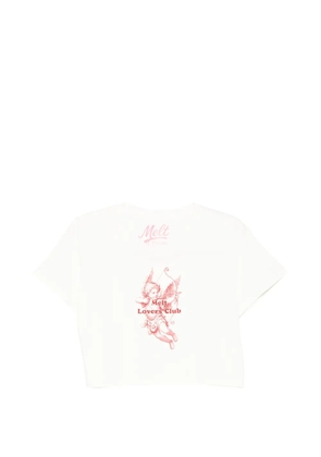 Melt graphic-print cropped T-shirt - Neutrals