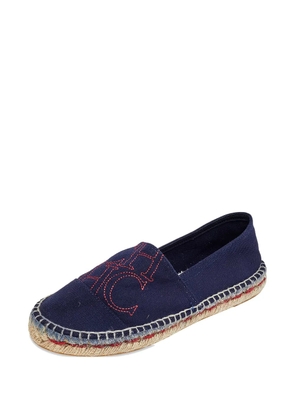 Carolina Herrera Vintage Slip-On monogram-detailed canvas flat espadrilles - Blue