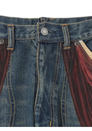 Undercover curtain-print wide-leg jeans - Blue