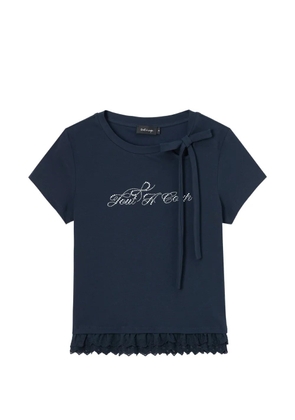 tout a coup bow-detail lace-trim T-shirt - Blue