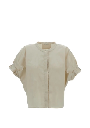 M.S.M. kimono-shoulder draped shirt - Neutrals