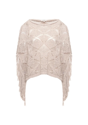 Antonelli fringe-detail crochet-knit sweater - Neutrals