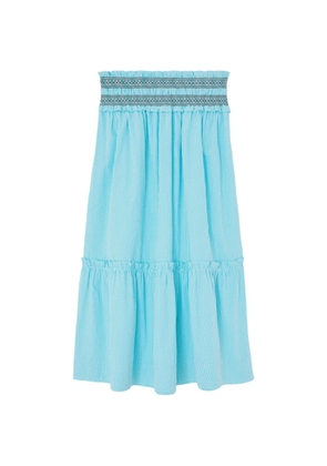 GANNI checked convertible smocked maxi skirt - Blue