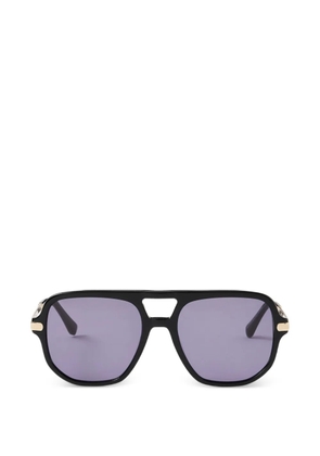 SANDRO logo-engraved geometric-frame sunglasses - Black