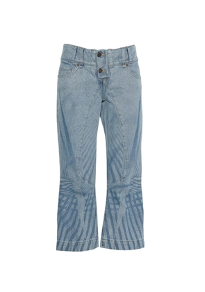 Paolina Russo graphic-print cropped jeans - Blue