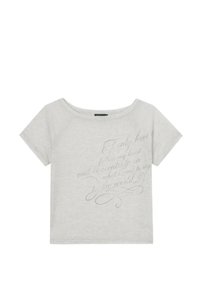 tout a coup slogan-print off-shoulder T-shirt - Grey