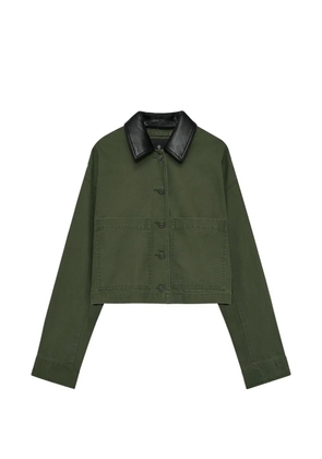 ANINE BING Yuma contrast-collar cropped jacket - Green