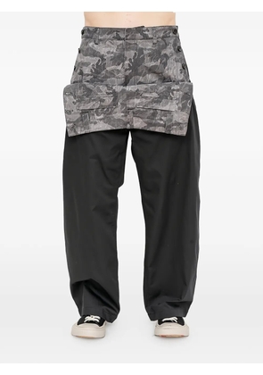 Juun.J camouflage-print layered-panel trousers - Black