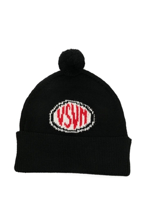 visvim logo-intarsia pompom beanie hat - Black
