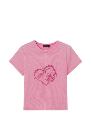 tout a coup heart-print ribbed T-shirt - Pink