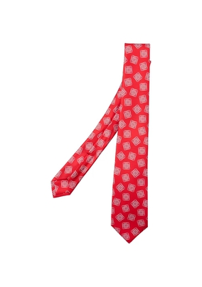 Kiton geometric-print silk tie - Red
