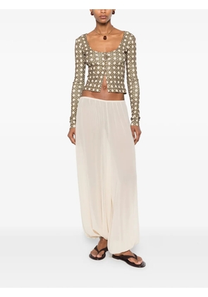 Nanushka cropped geometric-print cardigan - Neutrals