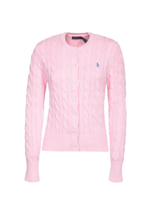 Polo Ralph Lauren cable-knit embroidered-logo cardigan - Pink