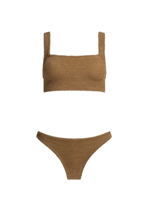 Hunza G Xandra metallic-crinkle bikini - Brown