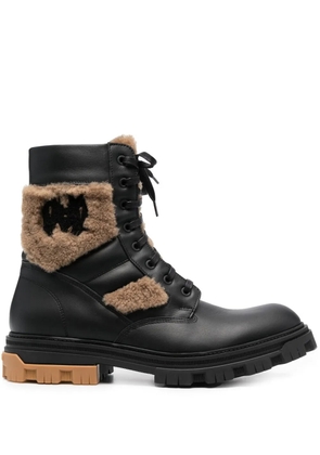 AMIRI fur-panelled lace-up combat boots - Black
