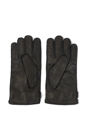 Kiton logo-plaque leather gloves - Black