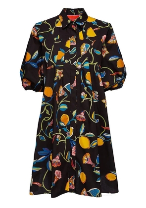 La DoubleJ lemon-print short dress - Black