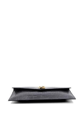 Saint Laurent Pre-Owned Uptown Pouch Crocodile Embossed Leather clutch bag - Black