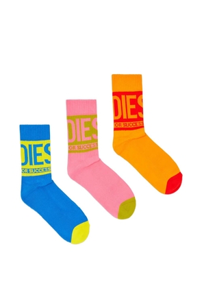 Diesel logo-detail ribbed-cuff cotton socks (pack of three) - Blue