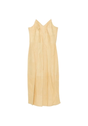 CALVIN KLEIN COLLECTION spaghetti-strap V-neck midi dress - Yellow