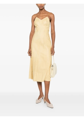 CALVIN KLEIN COLLECTION spaghetti-strap V-neck midi dress - Yellow