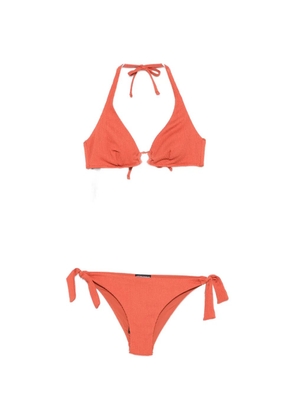 Emporio Armani halterneck crinkled bikini - Brown