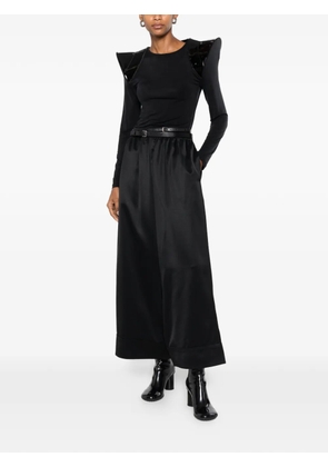 Junya Watanabe sculptural-shoulder patent-panel T-shirt - Black