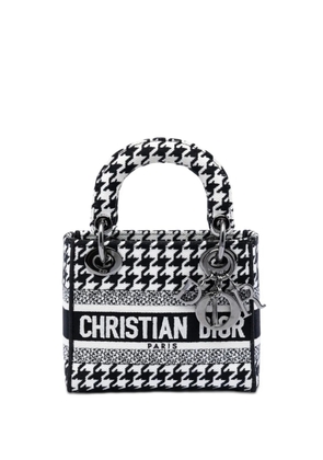 Christian Dior Pre-Owned 2022 Mini Embroidered Canvas Houndstooth Lady D Lite satchel - White