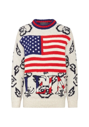 Philipp Plein Alpaca wool USA Pullover Round Neck LS - Neutrals