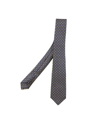 Kiton geometric-pattern jacquard tie - Blue