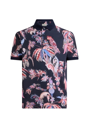 ETRO parrot-print palm-tree-print polo shirt - Blue