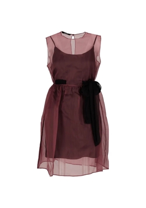 La-Rose sheer-panel bow-detail mini dress - Red