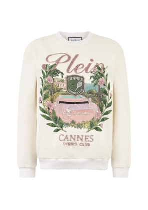 Philipp Plein rhinestoned patch sweatshirt - White