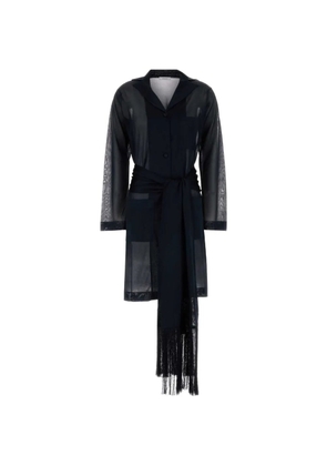 Ferragamo fringe-trimmed sheer cardigan - Blue