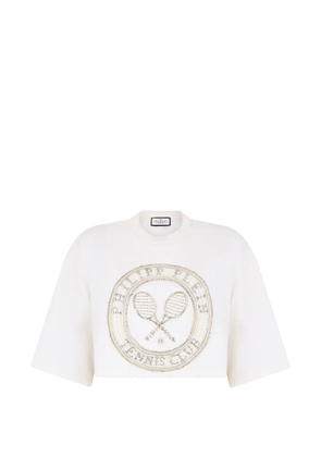 Philipp Plein embellished cropped T-shirt - Neutrals
