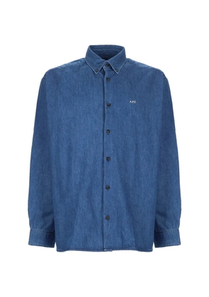 A.P.C. Mathias logo-embroidered button-down shirt - Blue