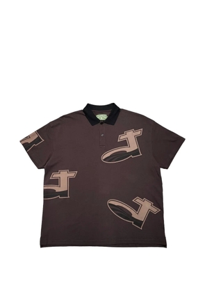 Denim Tears logo-print pique polo shirt - Brown