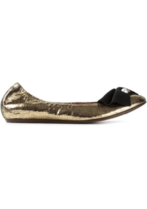 Lanvin pearl detail bow ballerinas - Metallic