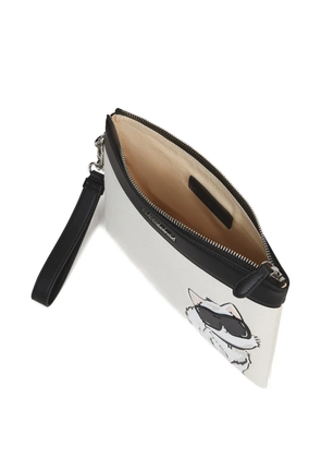Karl Lagerfeld cat-motil clutch - White